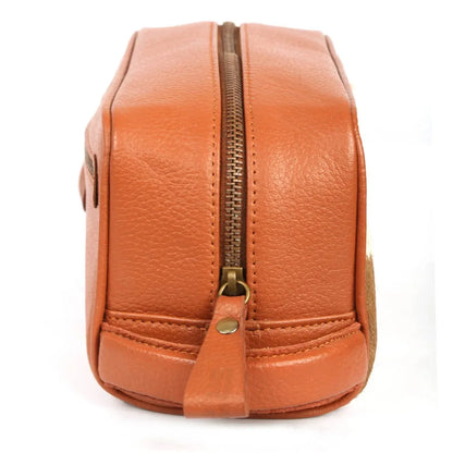 Brown White Cowhide Toiletry Bag