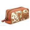 Brown White Cowhide Toiletry Bag