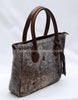 Cowhide Tote Bag with Speckled Hair-On Hide and Leather Handles