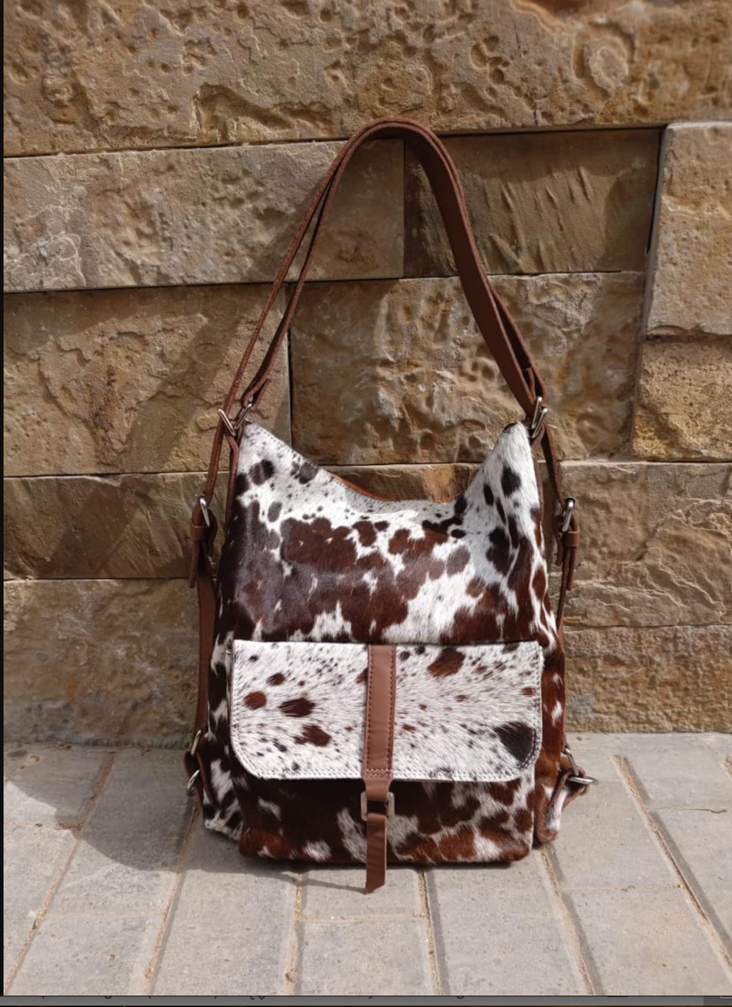 Cowhide backpack purse shoulder bag