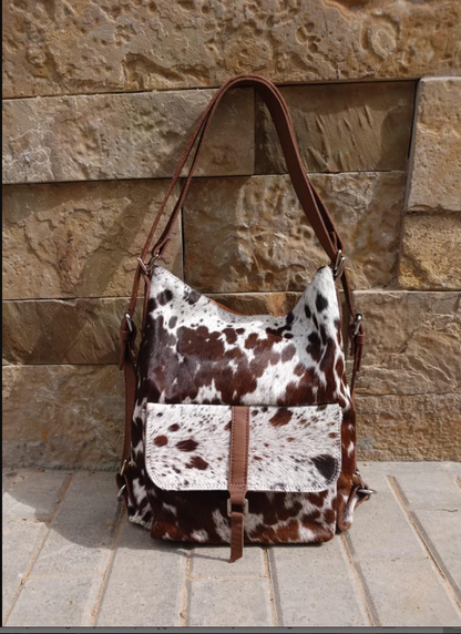 Cowhide backpack purse shoulder bag