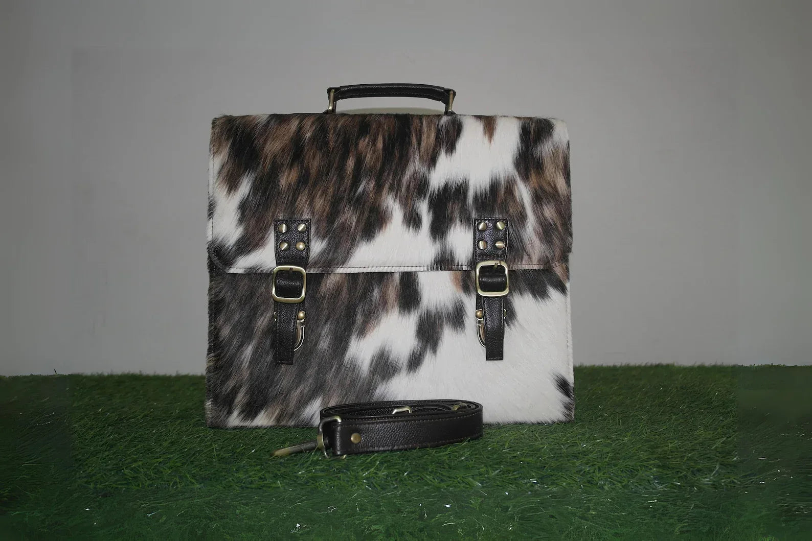 Tricolor Hair On Cowhide Briefcase Bag