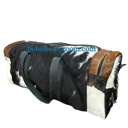 Extra Large Tricolor Cowhide Overnight Duffle Bag