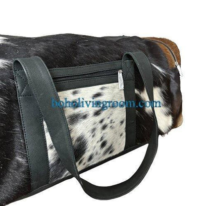 Extra Large Tricolor Cowhide Overnight Duffle Bag