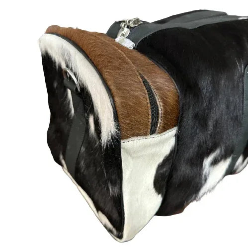 Extra Large Tricolor Cowhide Overnight Duffle Bag