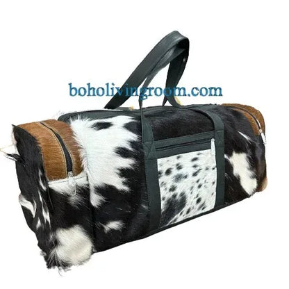 Extra Large Tricolor Cowhide Overnight Duffle Bag
