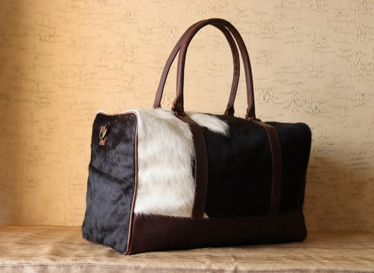 Hair On Cowhide Duffle Bag for Overnight Travel