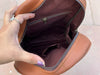 Black White Cowhide Backpack with Brown Leather Trim