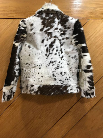 Cowhide Fur Coat Black White Hair On Hide Jacket