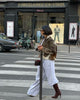 Women cowhide jacket brown fur leather coat cropped