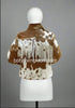 cowhide jacket brown white fur hair on hide women