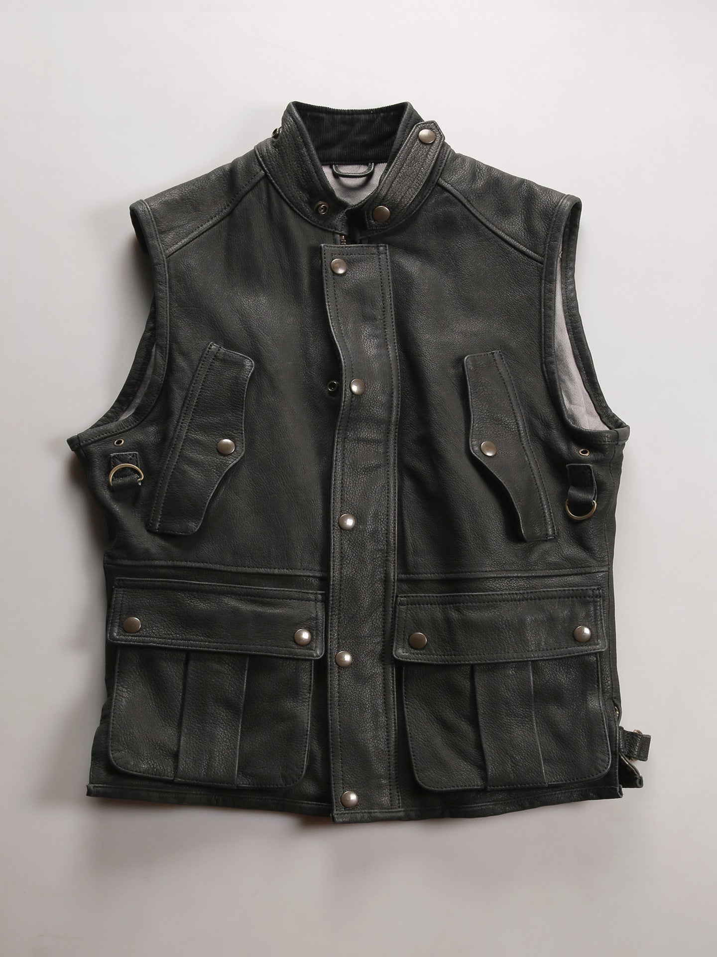 Retro cowhide genuine leather vest for men