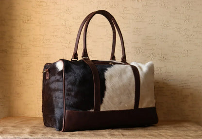 Hair On Cowhide Duffle Bag for Overnight Travel