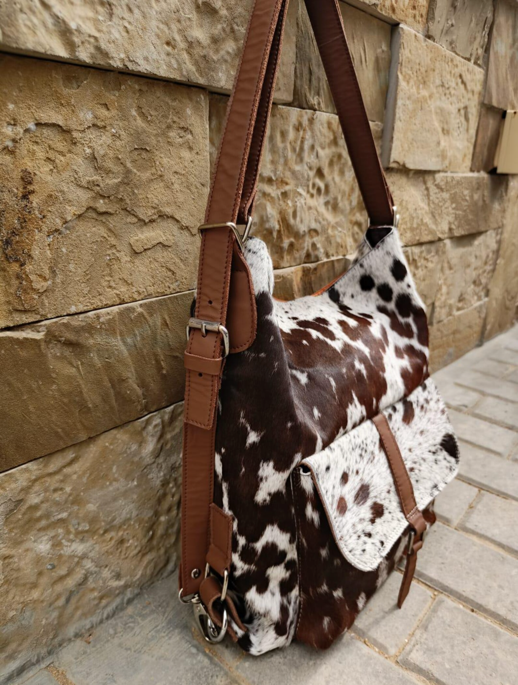 Cowhide backpack purse shoulder bag