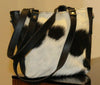 Real Cowhide Crossbody Bag Messenger Purse Black White
