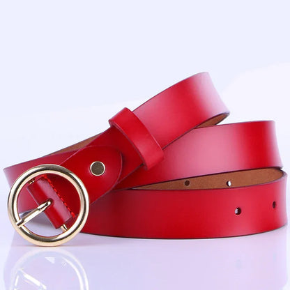 Women's genuine cowhide leather pin buckle belt 3 105 cms