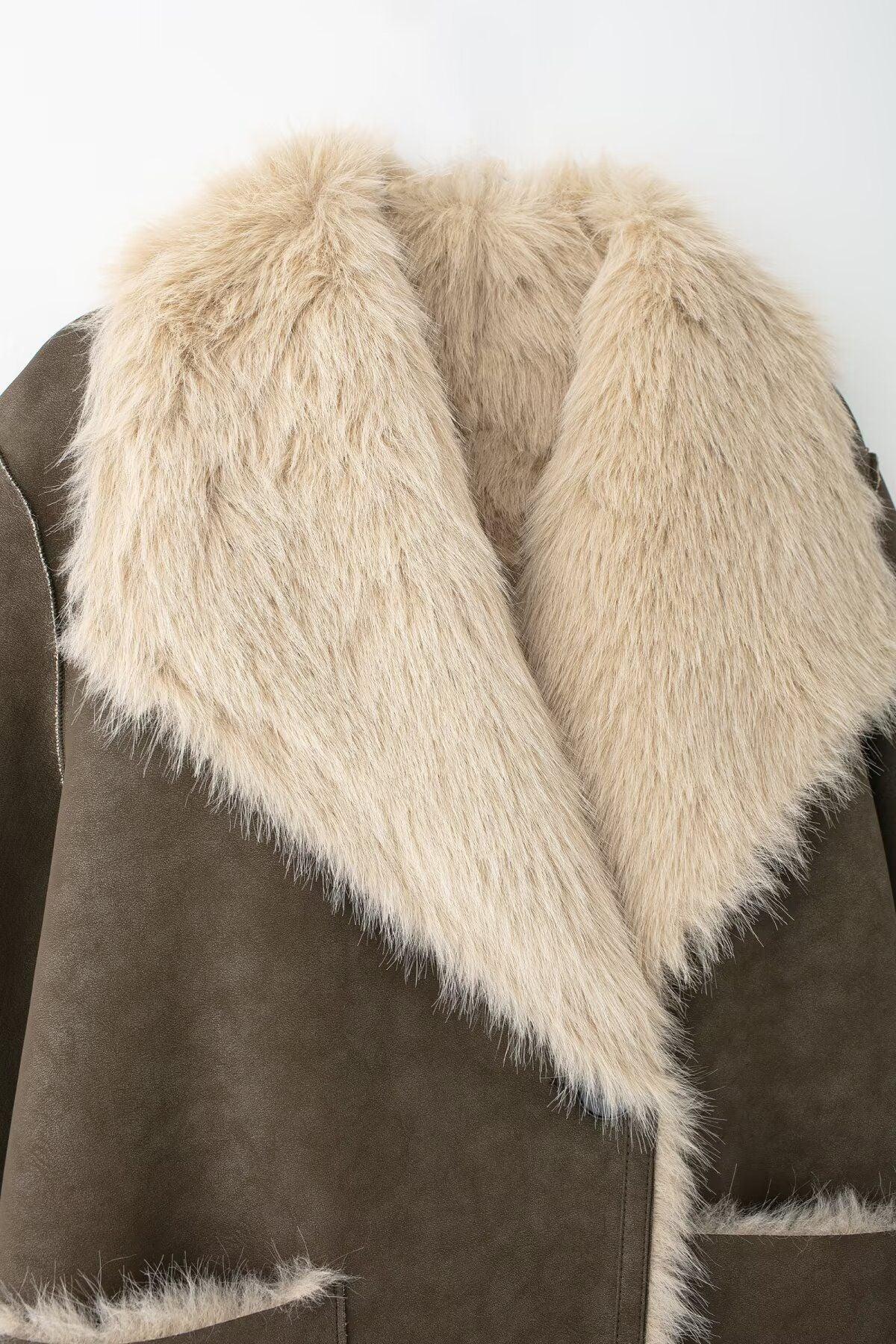 Women’s Reversible Faux Fur Long Winter Coat