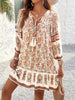 Floral Boho Mini Cute Short Flowy Dress With Tassels