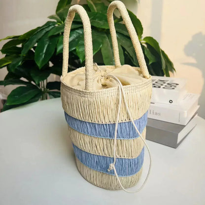 Beach Handbag Straw Purse Stylish Trending Drawstring