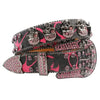 Punk leather belts with skull rhinestones 4 105 cms