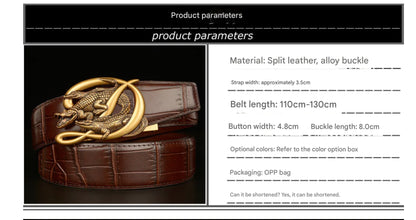 Men’s Croc Embossed Leather Belt with Wolf Buckle