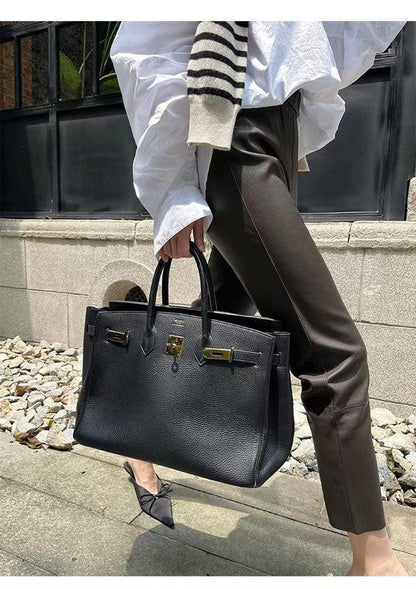 Women Leather Pants Brown High Waist