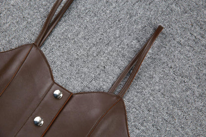 Women’s Genuine Leather Cropped Camisole Top