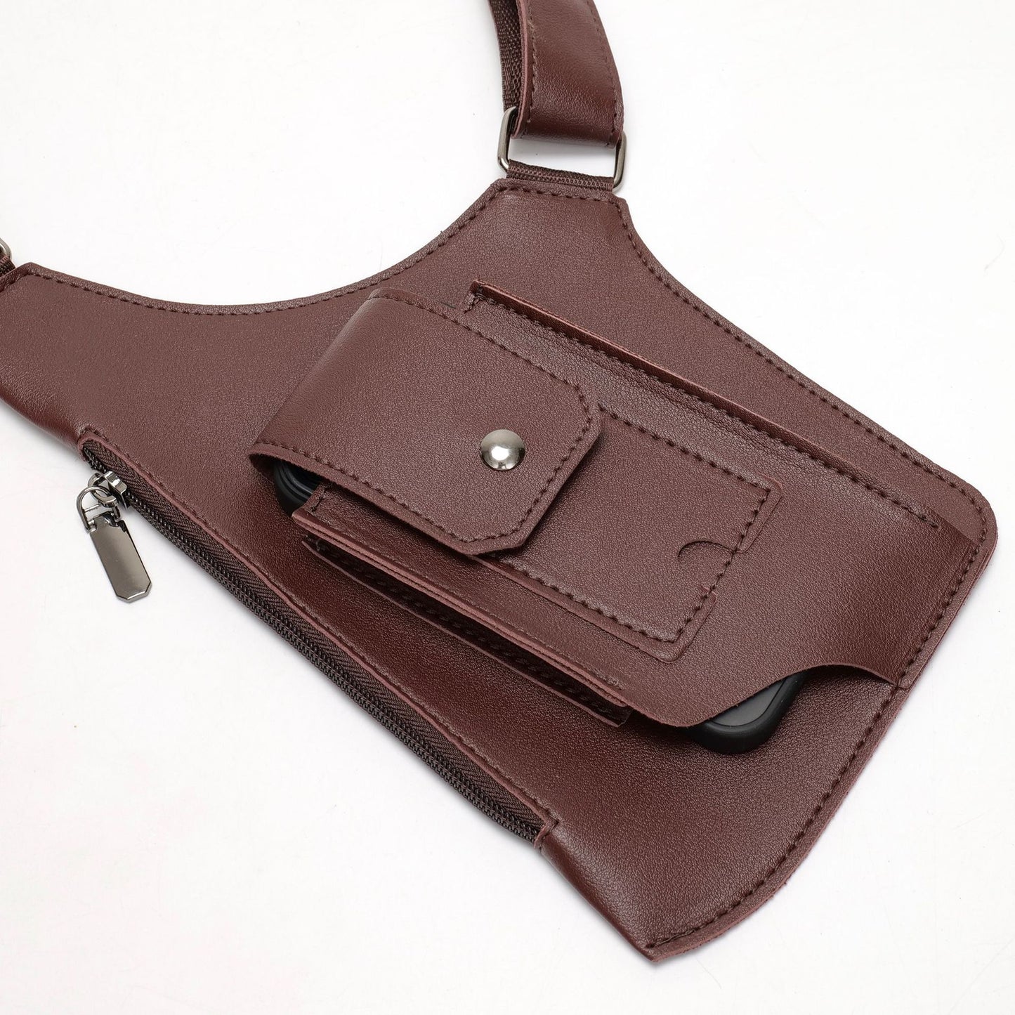 Brown faux leather underarm holster bag