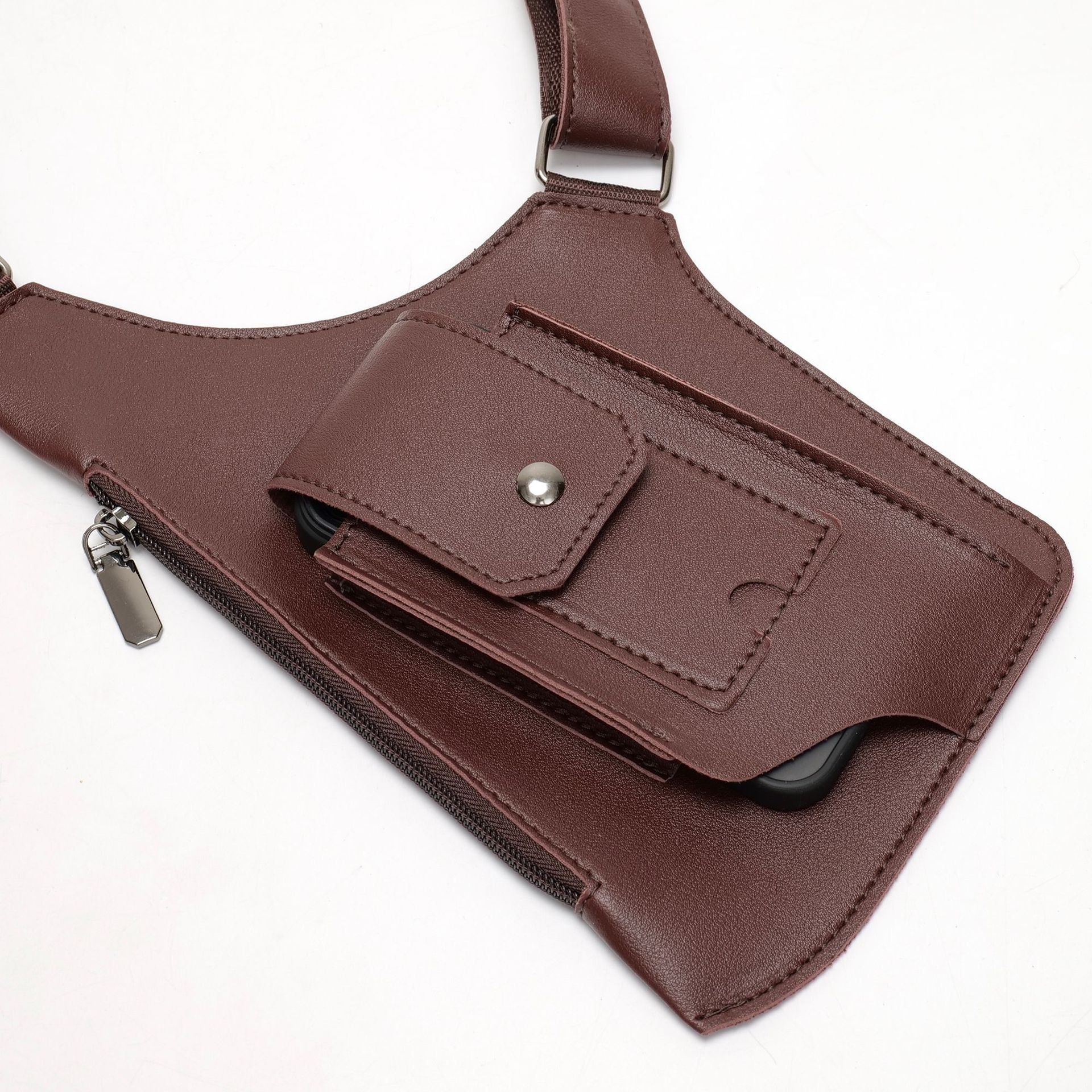 Brown faux leather underarm holster bag
