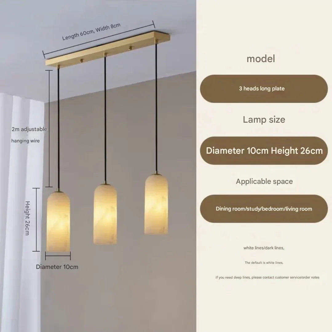 Natural Marble Pendant Light with Brass Ceiling Mount Large 3 Together