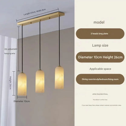 Natural Marble Pendant Light with Brass Ceiling Mount Large 3 Together