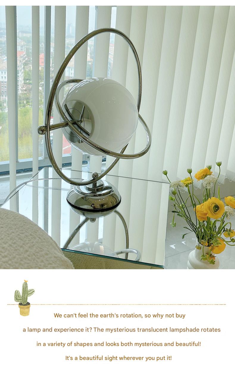 Retro Glass Moon Table Lamp Vintage Orbit Bedside Light