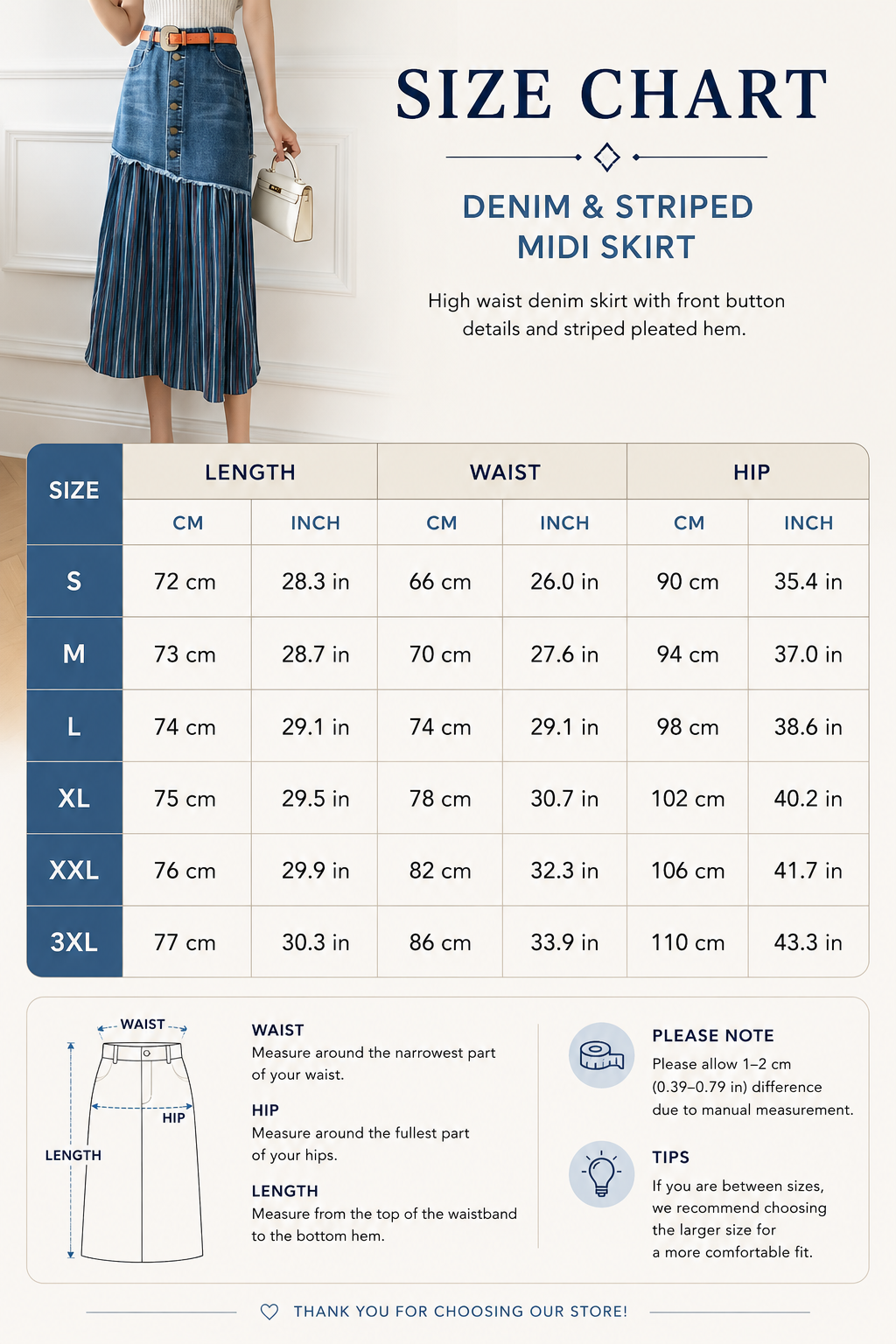 Women's knee length jean skirts with mesh detail