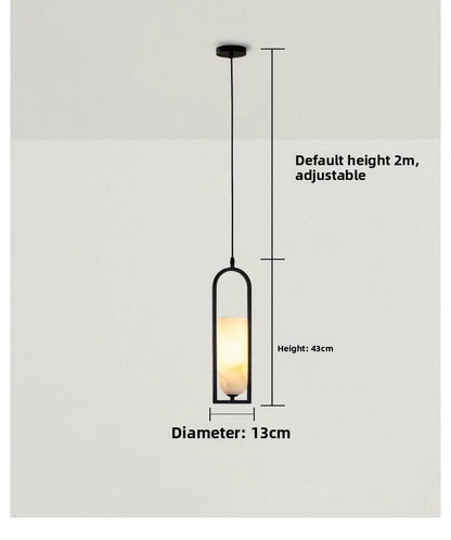 Copper Natural Marble Pendant Lamp Black and Gold