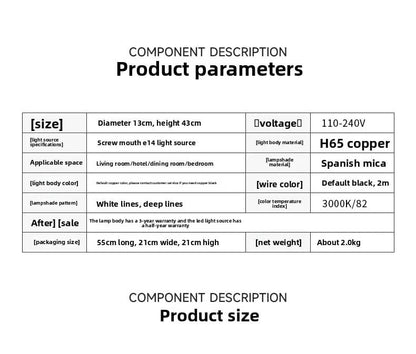 Copper Natural Marble Pendant Lamp Black and Gold