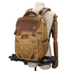 Waxed Canvas Camera Backpack with Leather