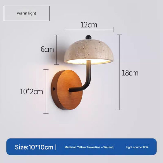 Yellow Travertine Wabi-Sabi Mushroom Wall Lamp