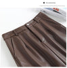Flap Pocket Split Thigh Imitation Leather Skirt