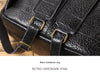 Men’s Genuine Leather Black Backpack with Trolley Sleeve