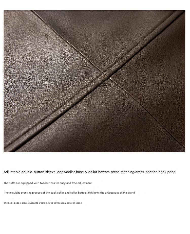Women’s Oversized Leather Bomber Jacket Moto Trench Coat