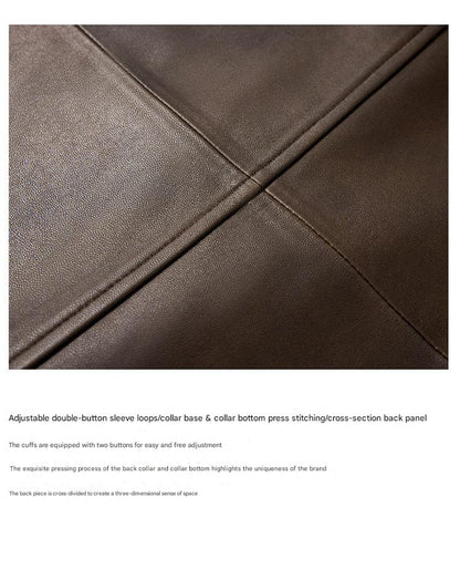 Women’s Oversized Leather Bomber Jacket Moto Trench Coat