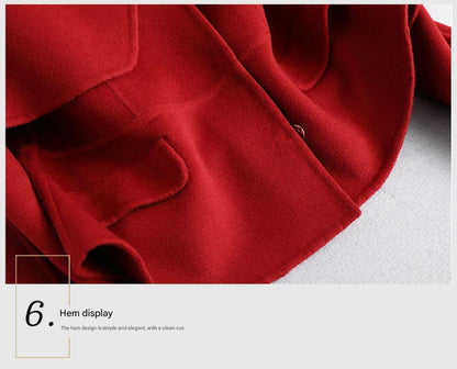 Women Petite Short French Cape Double-Sided Cashmere Coat