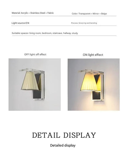 Italian vintage acrylic bedside wall lamp