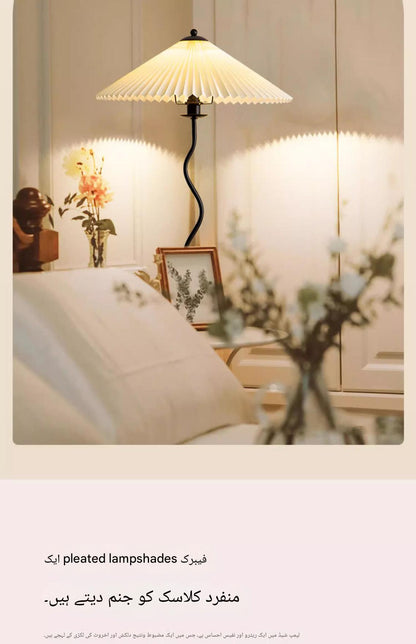 Vintage pleated fabric standing floor lamp