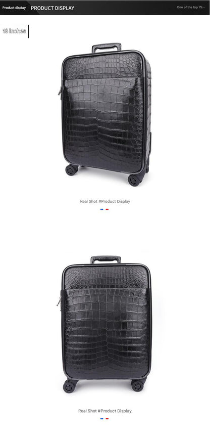 Premium Real Crocodile Leather Trolley Suitcase for Men