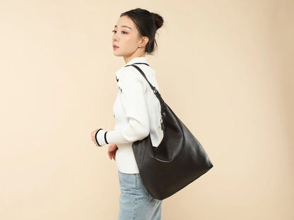 Leather Tote Shoulder Purse for Women Zipper Bag