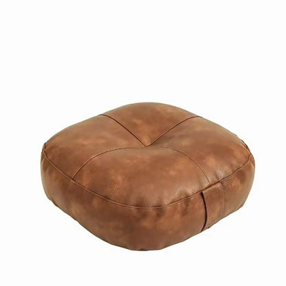 Faux Leather Pouf Ottoman Round Floor Seat Cushion