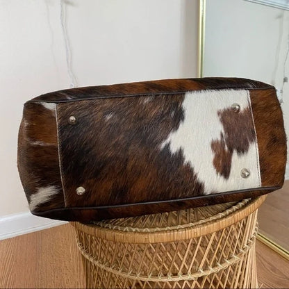 Brindle cowhide tote bag for women