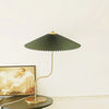 Retro s-shaped petal pleated table lamp Dark green cover standard plugs and push-button switches