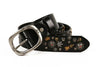 Studded Leather Belt with Skull and Bee Rivets